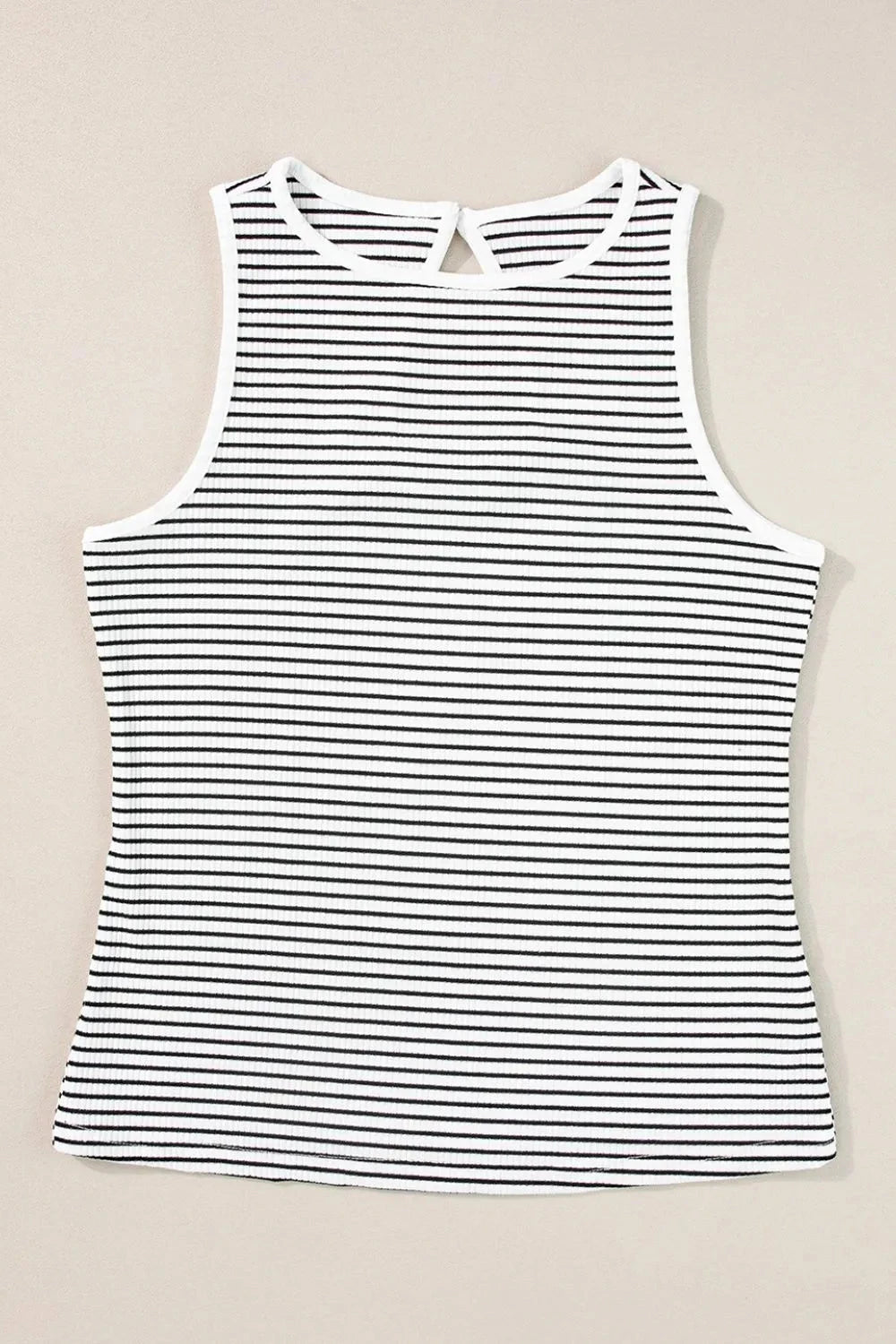 Striped Ribbed Round Neck Tank Simply Love