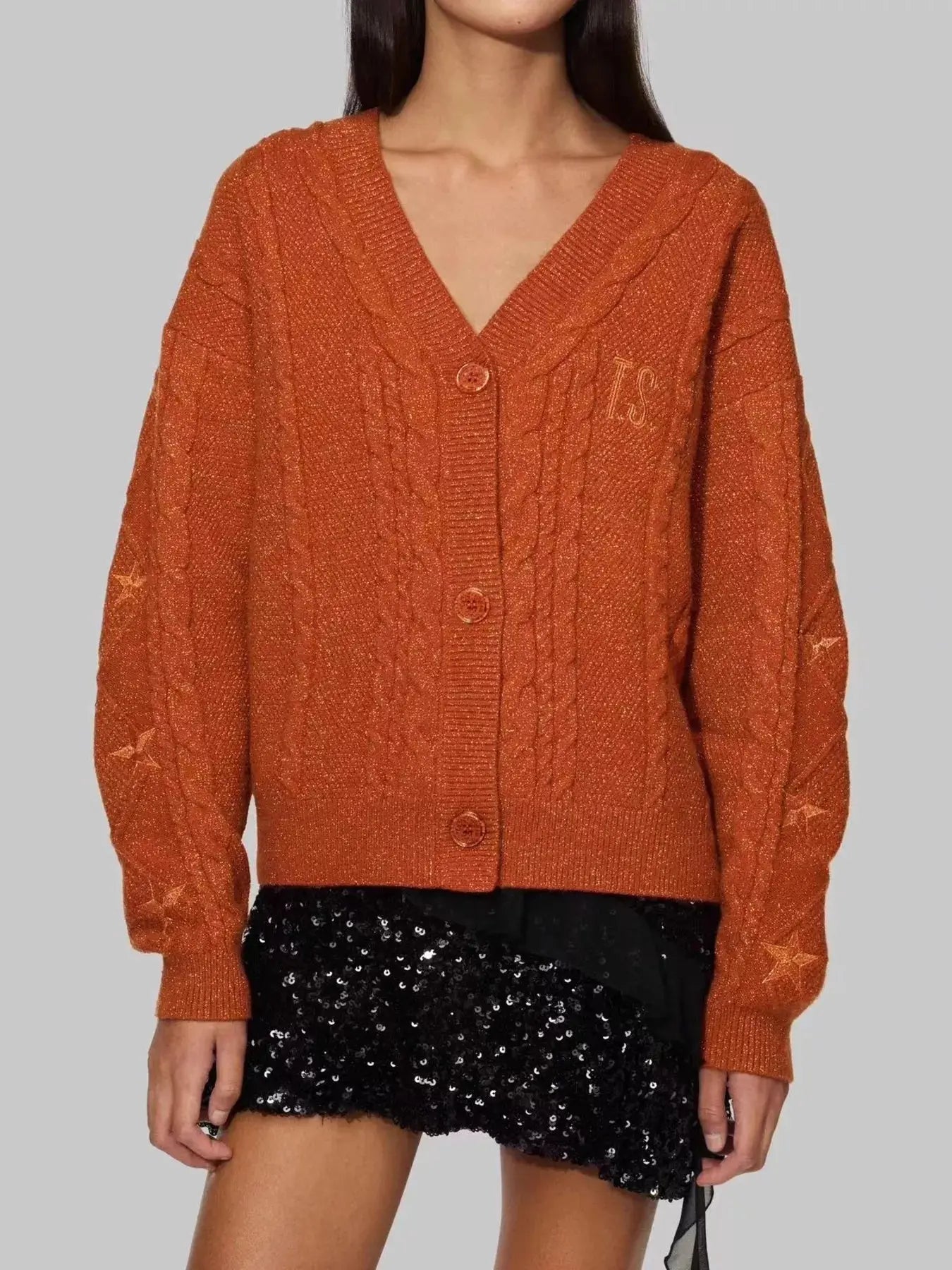Cable Knit Button Up Cardigan Simply Love