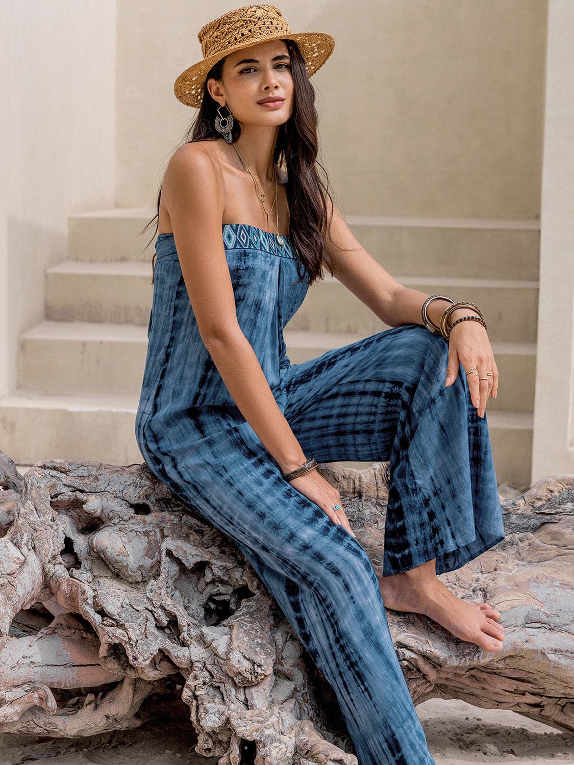 Tied Tube Wide Leg Jumpsuit.