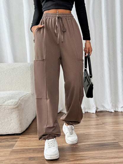 Sheer pocket joggers with adjustable ties