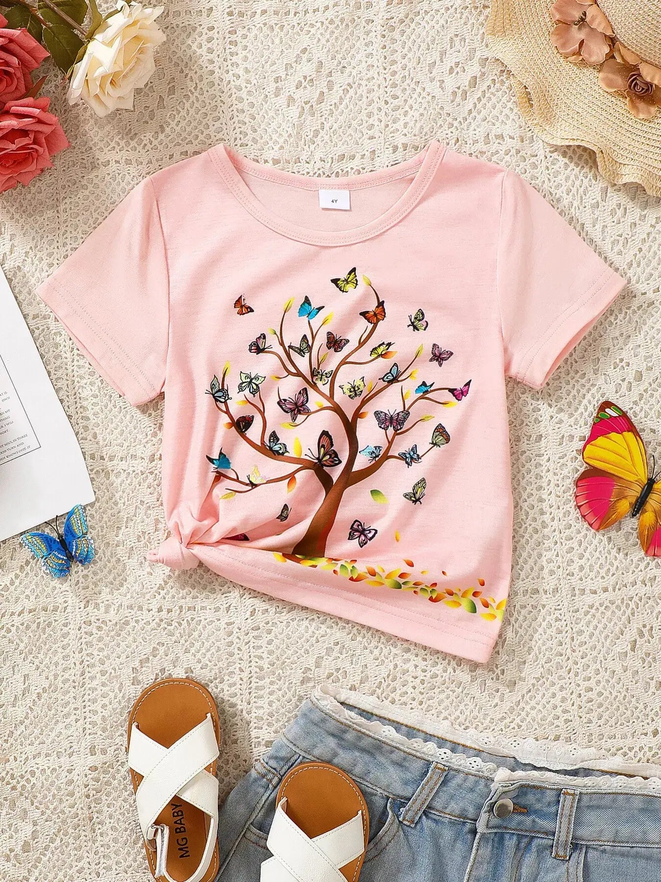 Children's Butterfly Tree Graphic Casual T-Shirt Simply Love