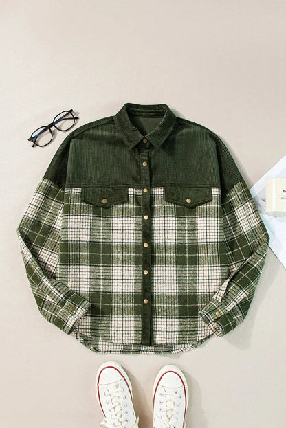 Plaid Button Up Long Sleeve Jacket.