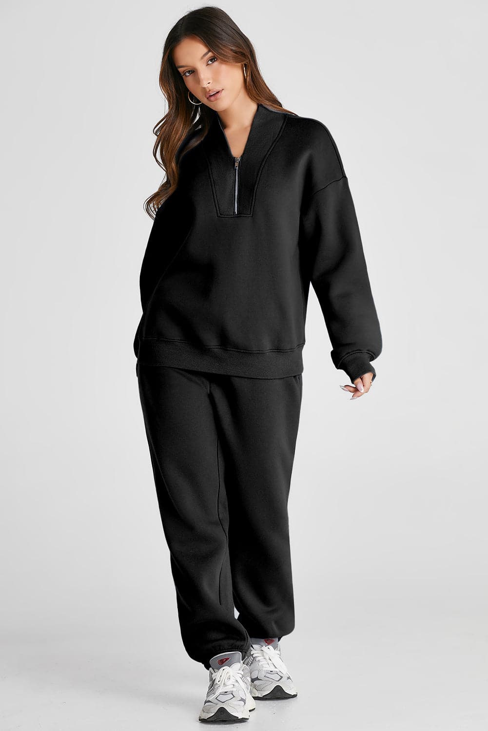 Quarter Zip Long Sleeve Top and Pants Set.