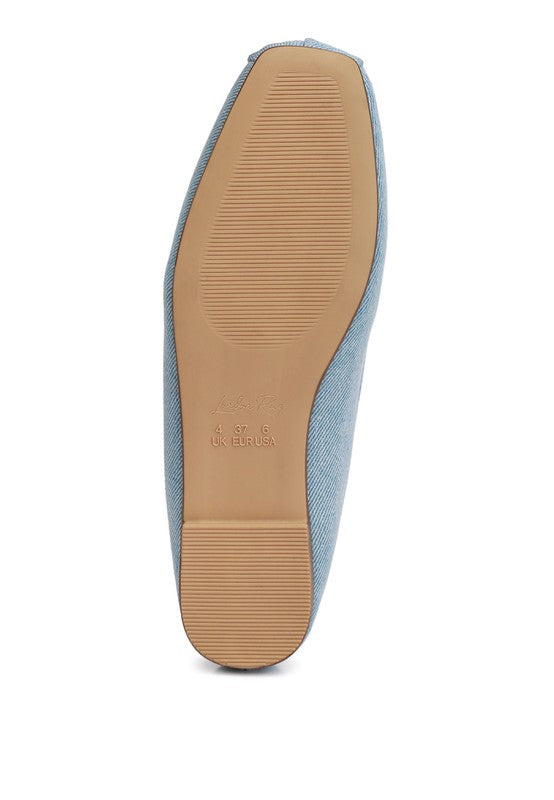 Stylish denim criss-cross ballet flats