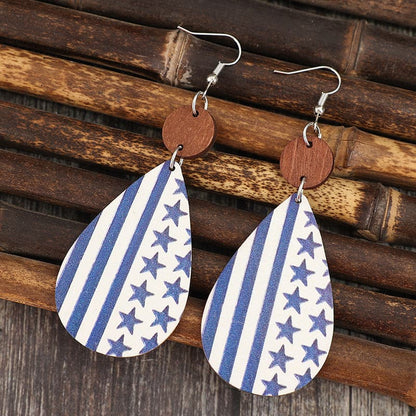 Printed PU Leather Dangle Earrings.