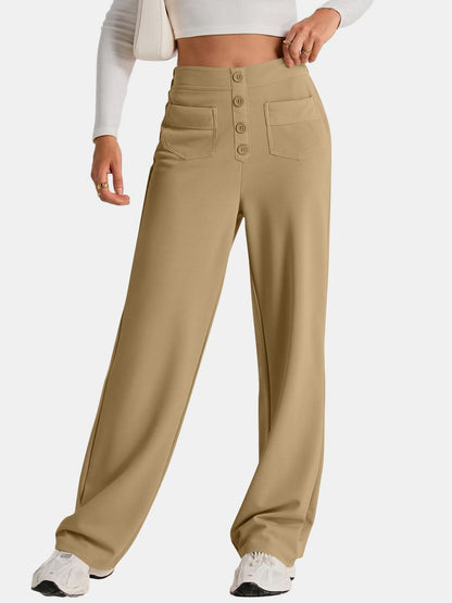 High Rise Wide Leg Trousers with Pockets