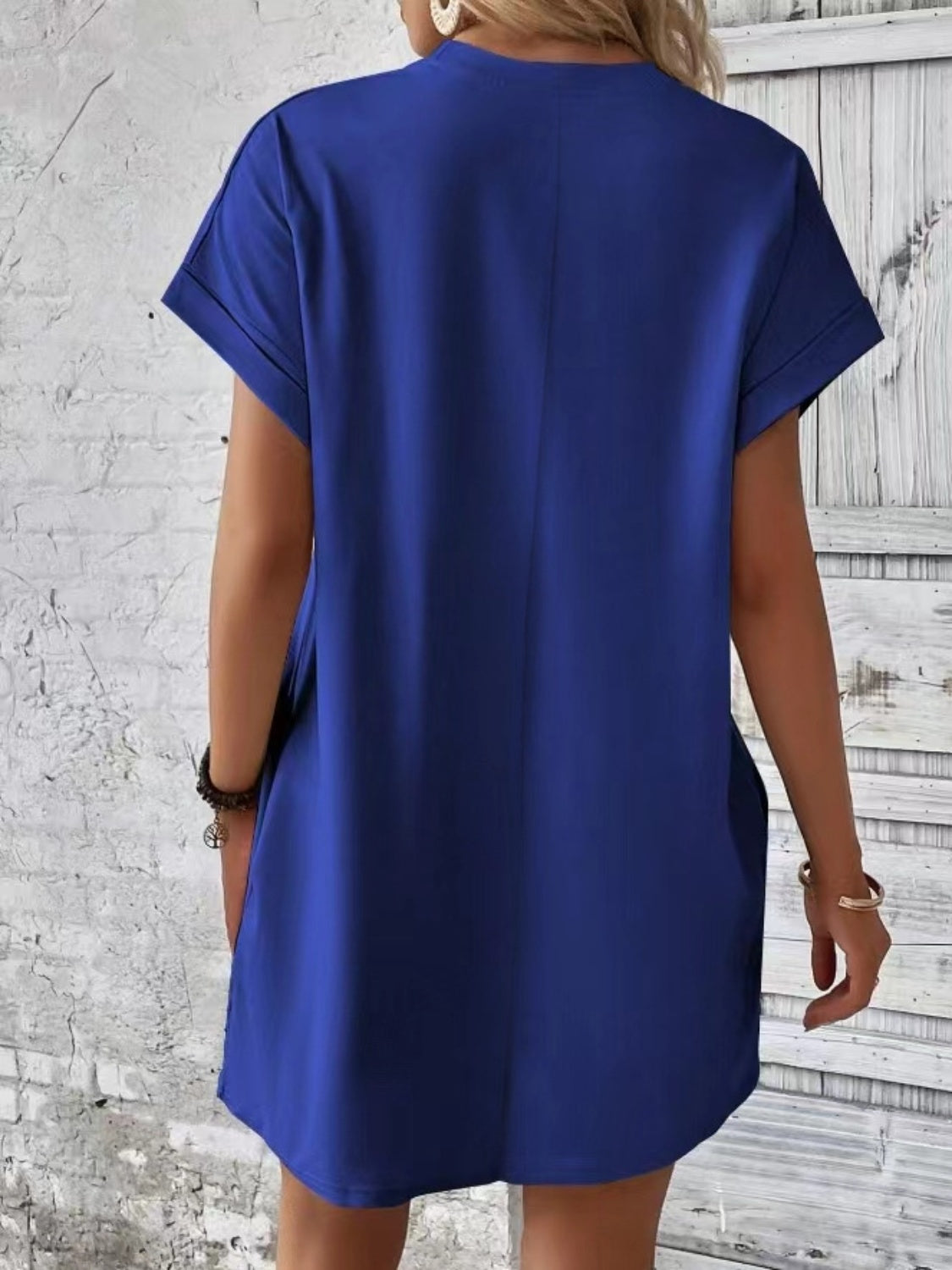 Pocketed Round Neck Short Sleeve Dress Coco’s Tee Boutique