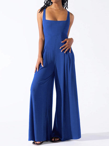 Square Neck Wide Strap Jumpsuit.