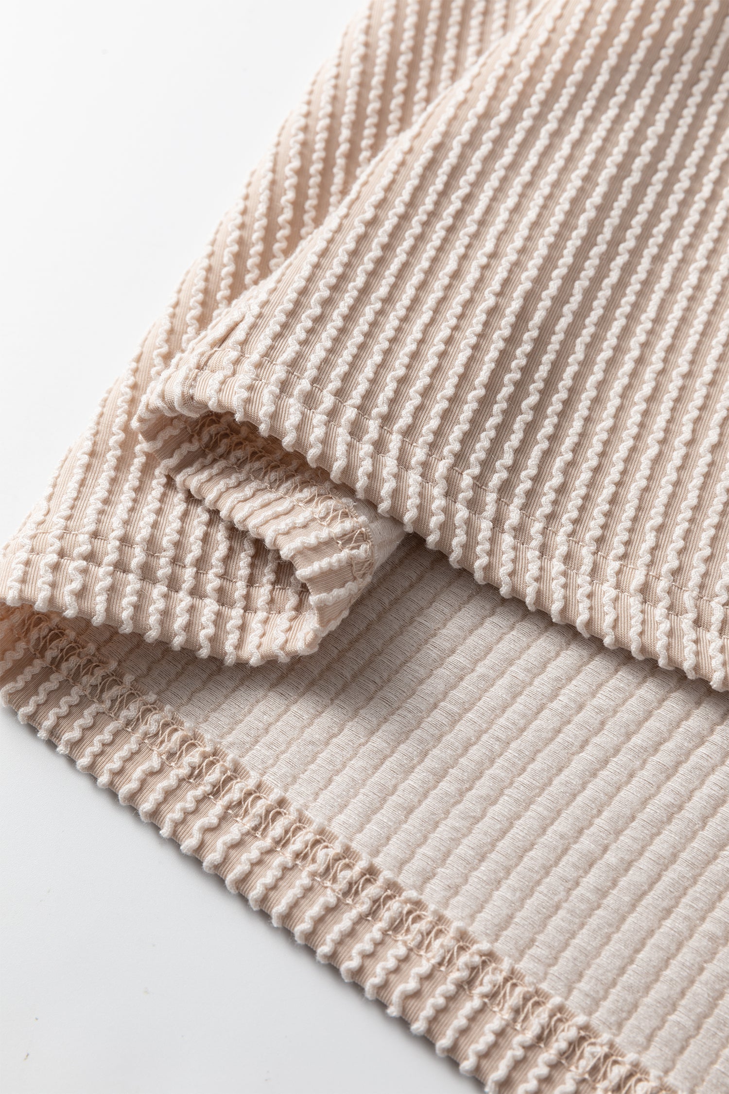 Parchment Twist Ribbed Floral Contrast Patchwork Long Sleeve Top Dear-Lover Dropshipping