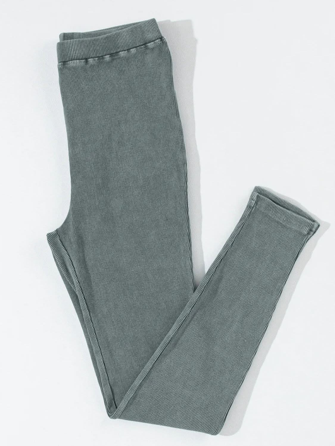 Ribbed leggings with elastic waist - Love Salve 