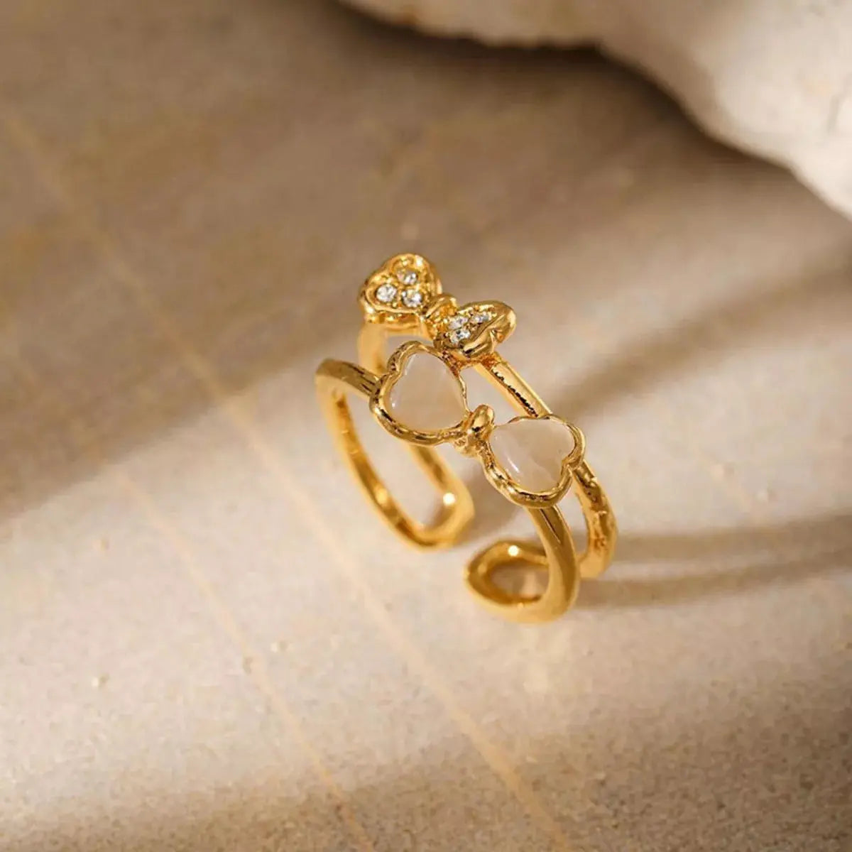 18K Gold-Plated Bow Open Ring Simply Love