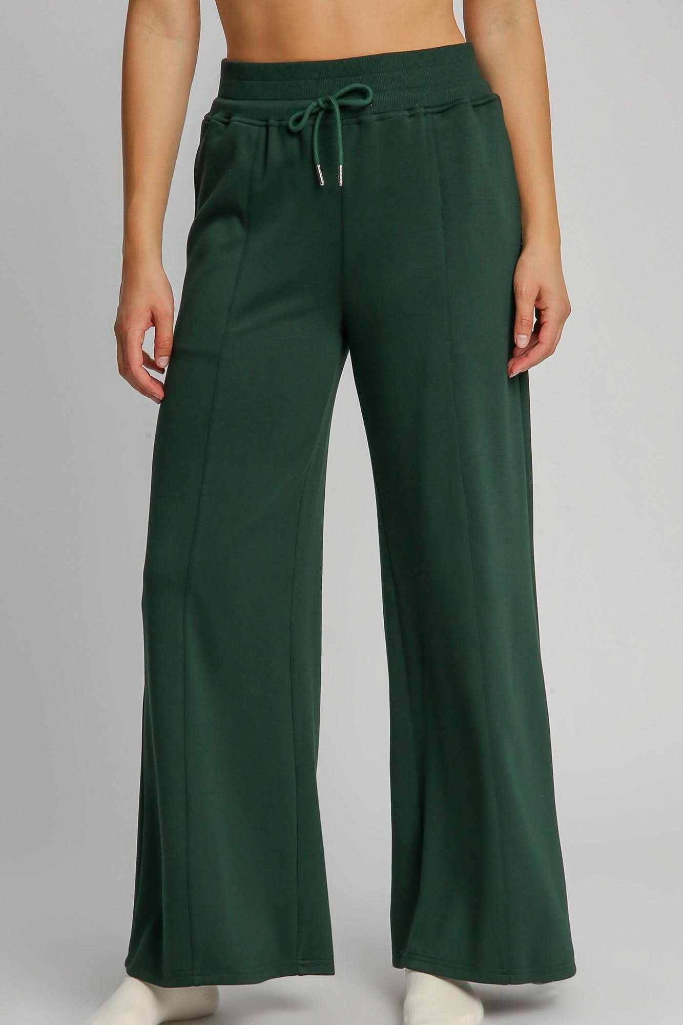 Chic Drawstring Wide Leg Opaque Pants with Pockets