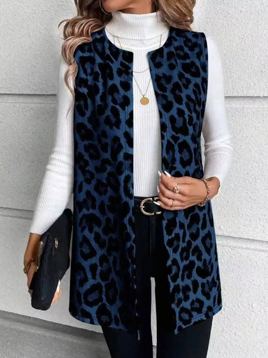 Sleeveless Leopard Print Vest Coat Simply Love