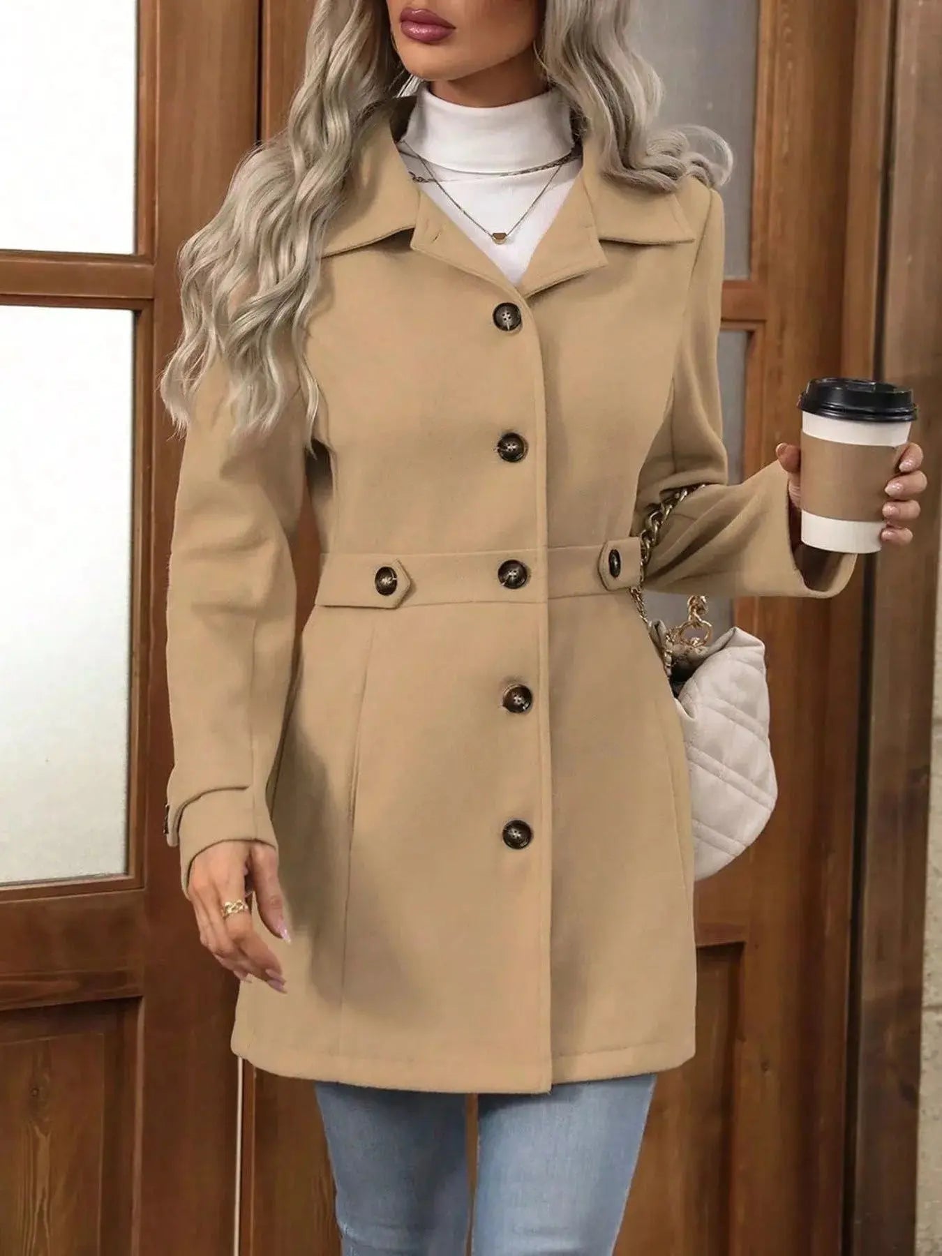 Button Up Long Sleeve Coat Simply Love