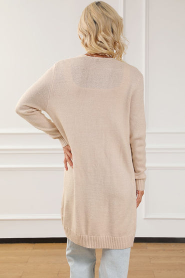 Pocketed Long Sleeve Cardigan.