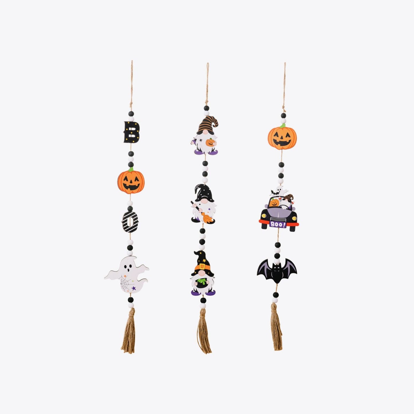 Charming wooden Halloween decorations - set of three hanging elements