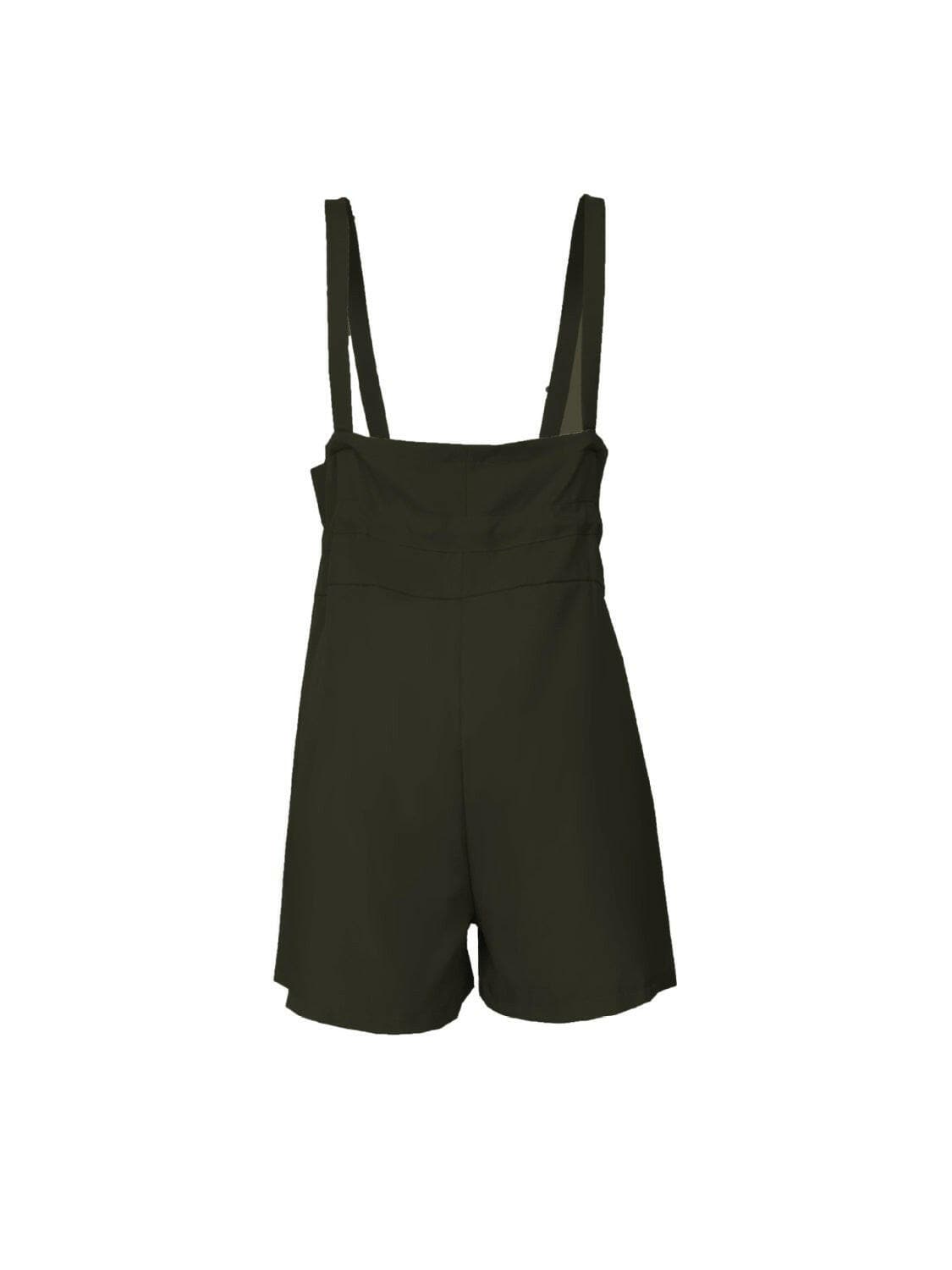 Drawstring Wide Strap Overalls with Pockets.