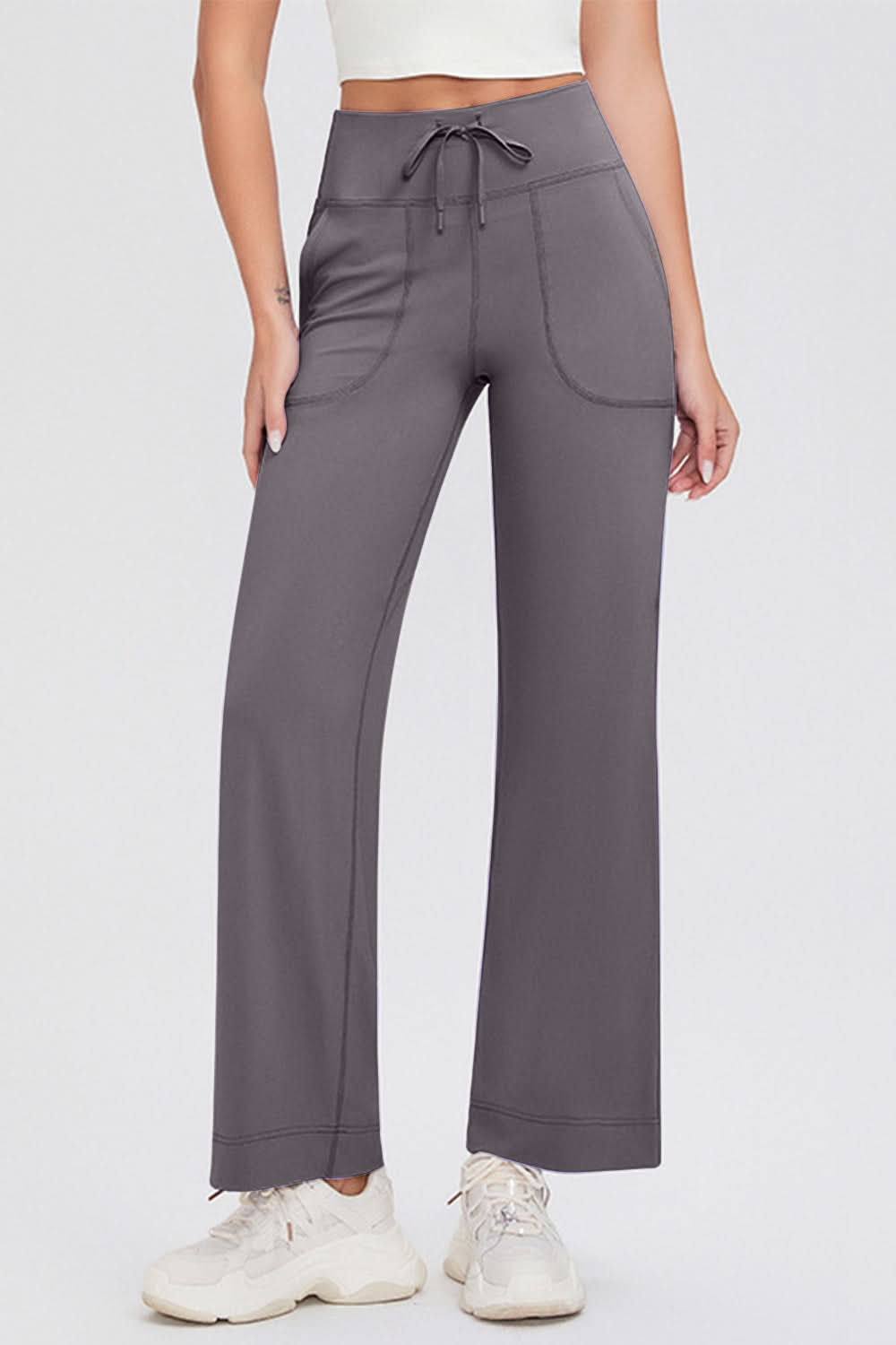 Essential Comfort Drawstring High Waist Pants with Pockets