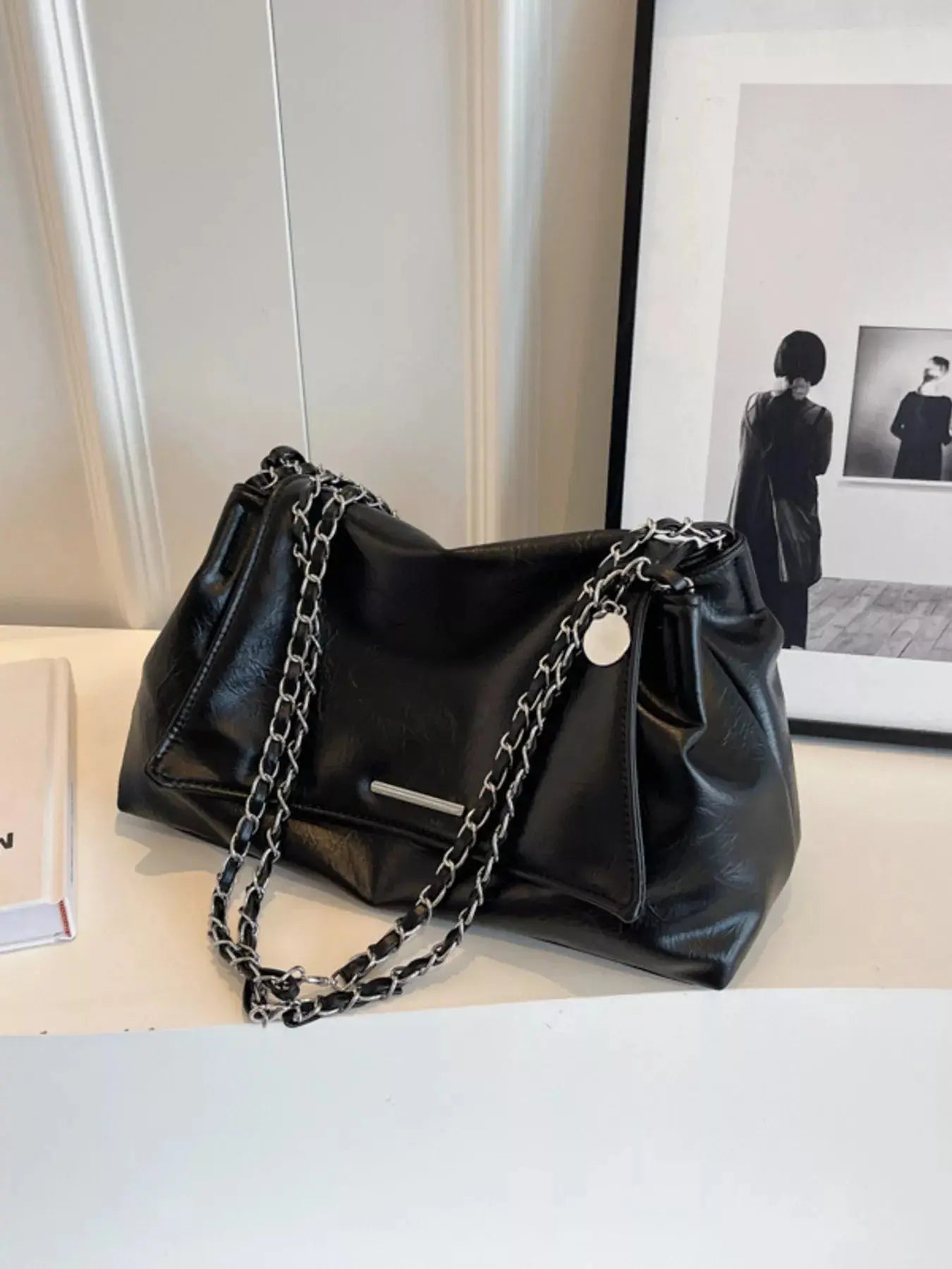 Chain Accent Flap Shoulder Bag Simply Love