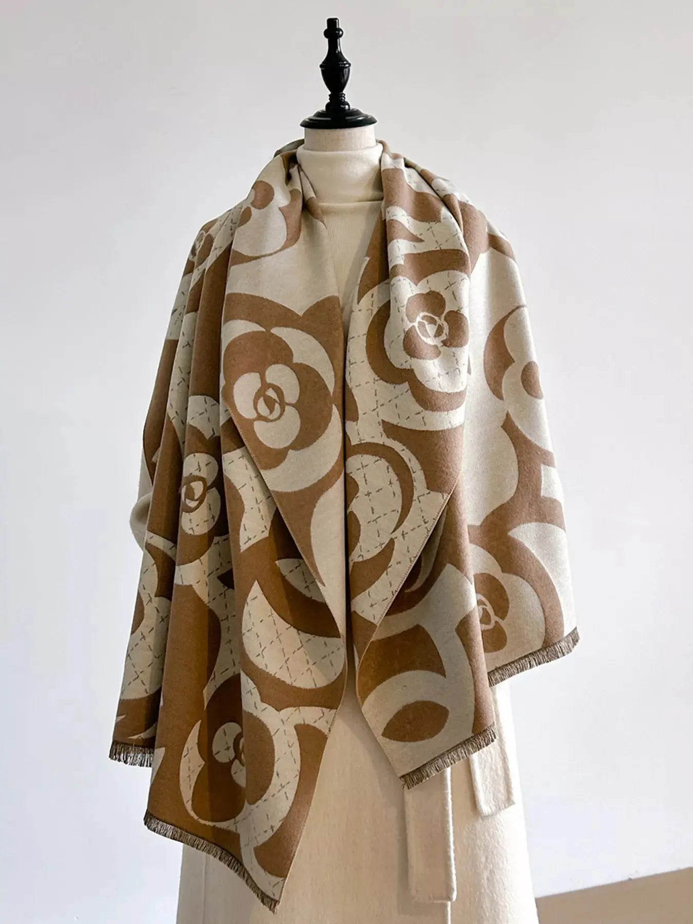 Floral Patterned Warm Scarf Simply Love