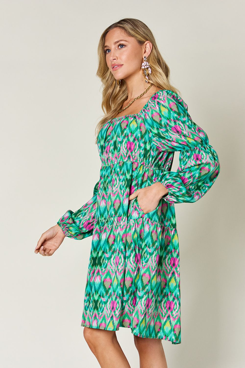Double Take: Long Sleeve Print Dress