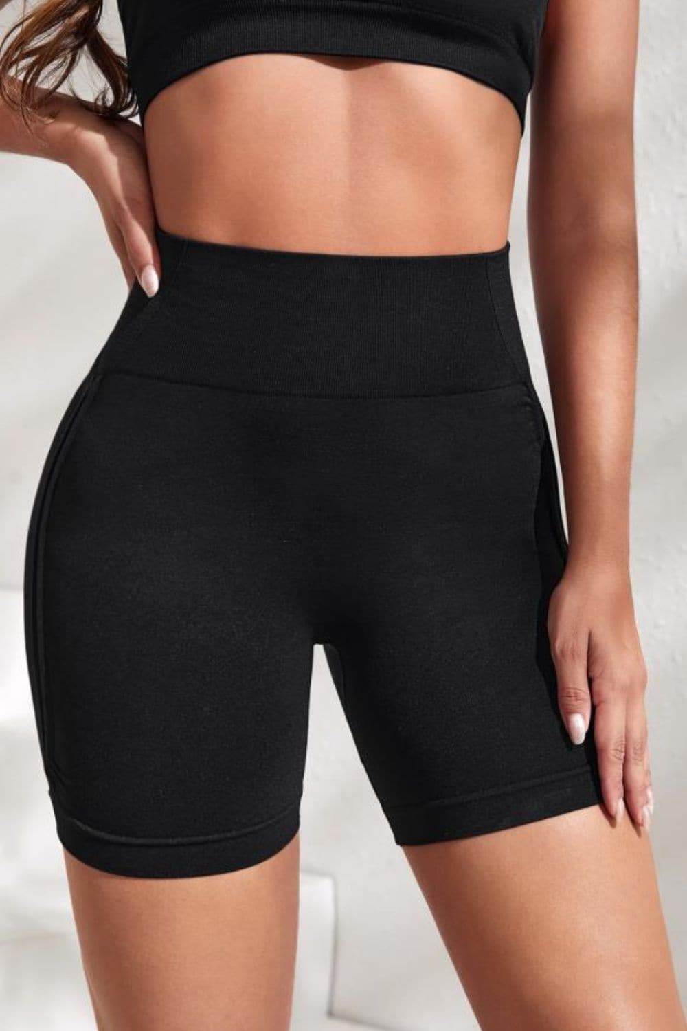 Slim Fit High Waistband Active Shorts.