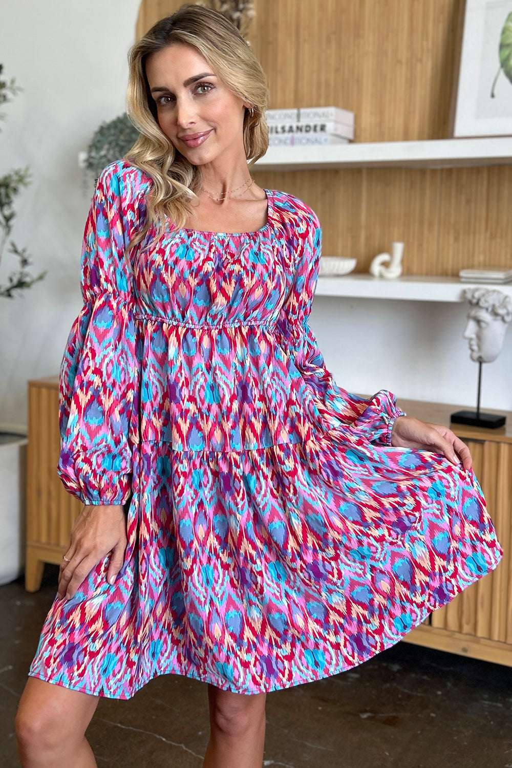 Double Take: Long Sleeve Print Dress