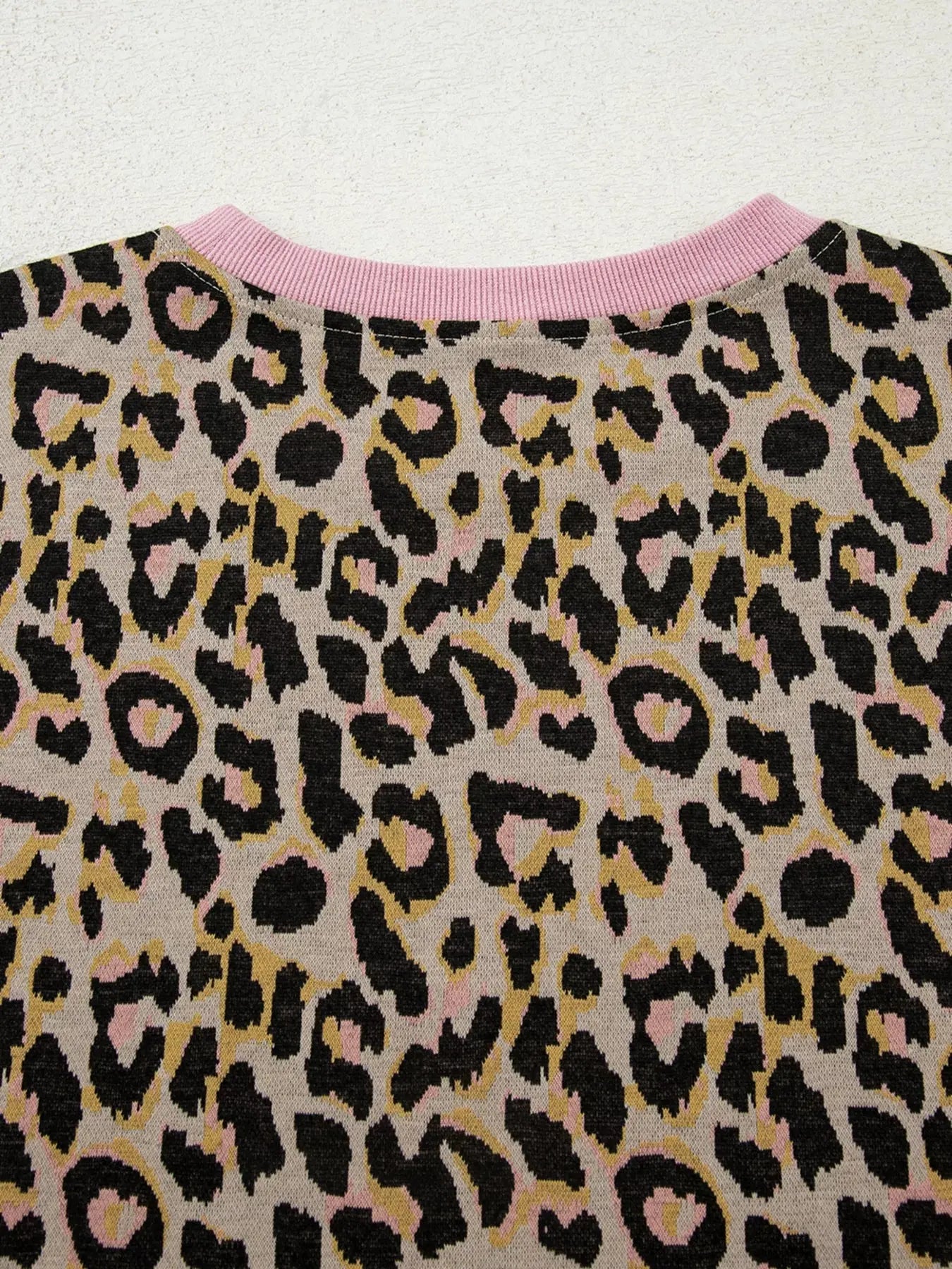 Leopard Print Lounge Set With Pink Trim Drawstring Shorts And Long Sleeve Top Simply Love