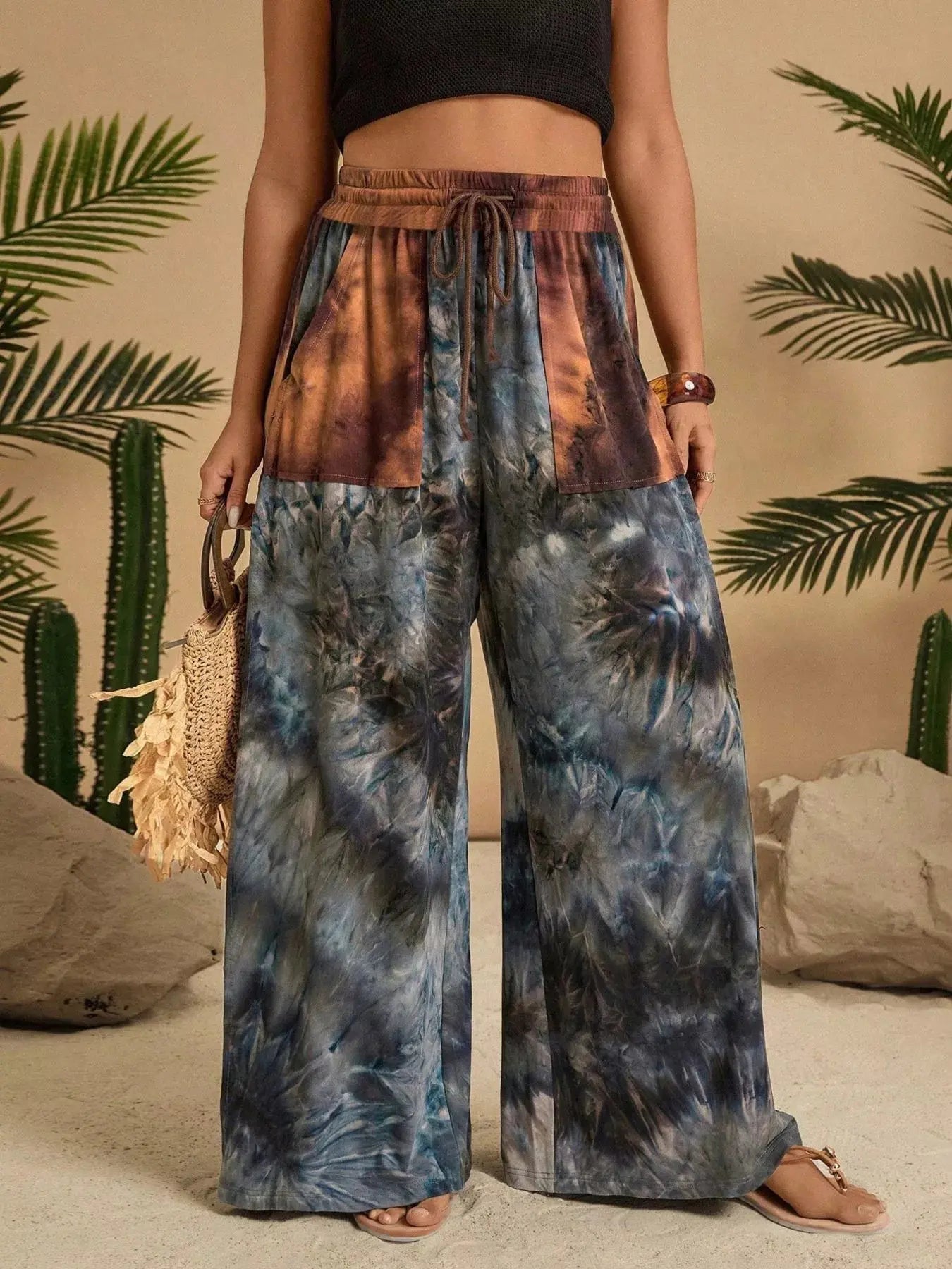 Full Size Tie-Dye Wide Leg Casual Pants Plus Size Simply Love