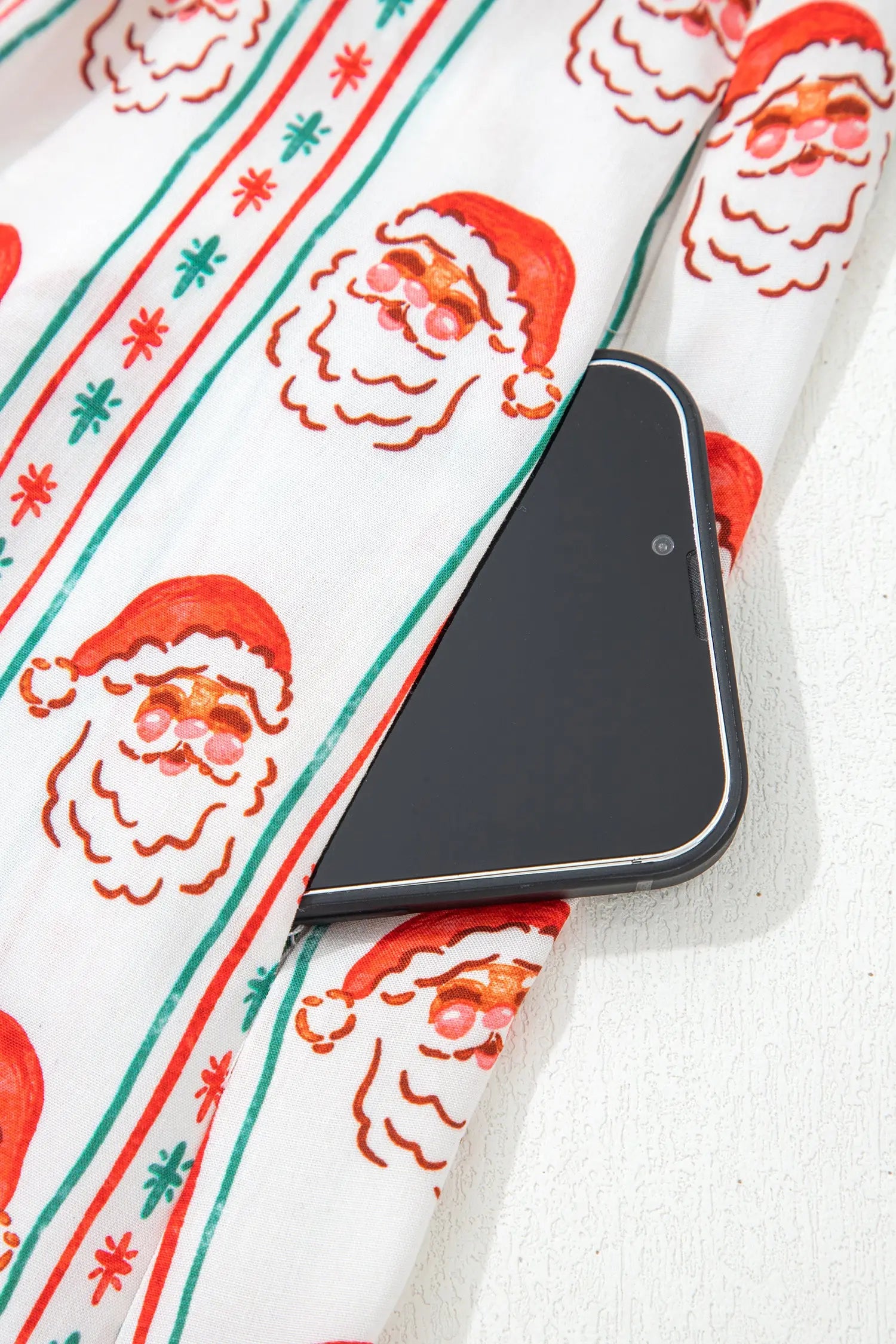 White Santa Contrast Collar Button Front Long Sleeve A Line Mini Dress Dear-Lover Dropshipping