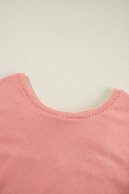 Pale chestnut bowknot back detail sweatshirt with round neck