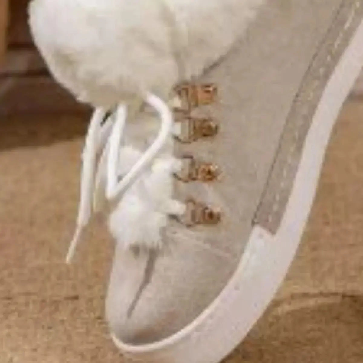 Fuzzy Trim Lace-Up Ankle Boots Simply Love