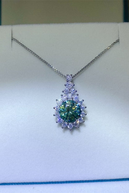 3 Carat Moissanite 925 Sterling Silver Pendant Necklace.