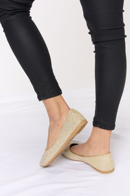 Forever Link Rhinestone Point Toe Flat Slip-Ons.