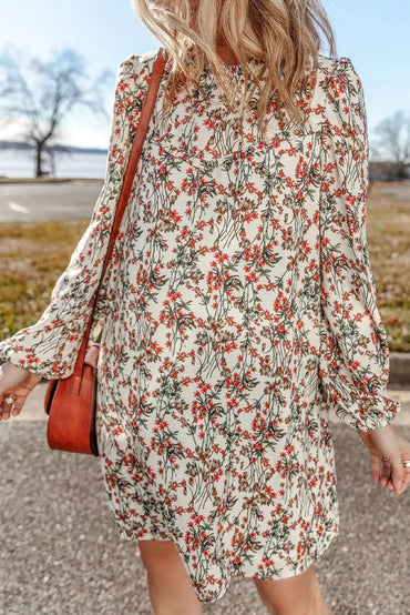 Chic floral mini dress - long sleeves