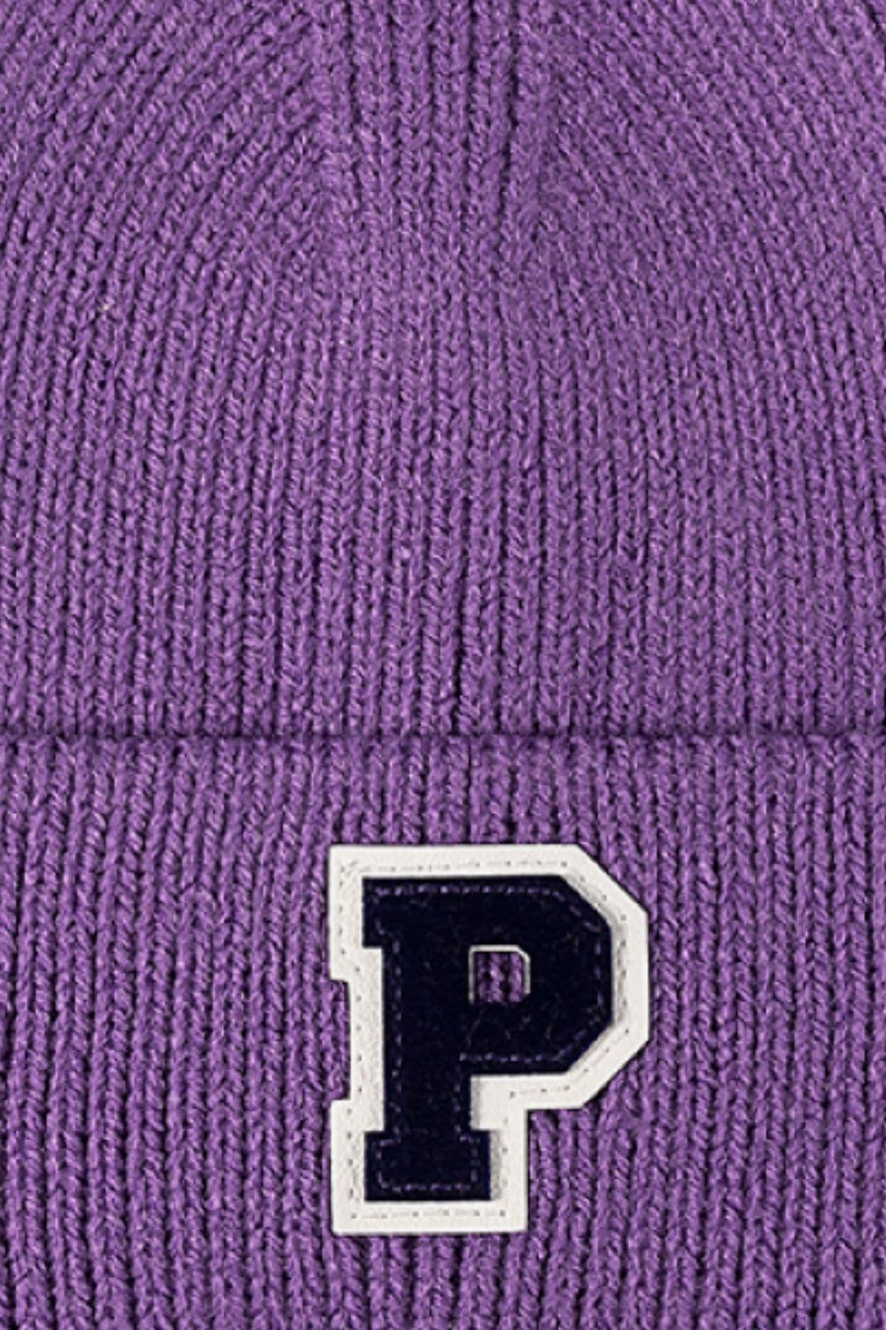 Letter Patch Cuffed Knit Beanie.