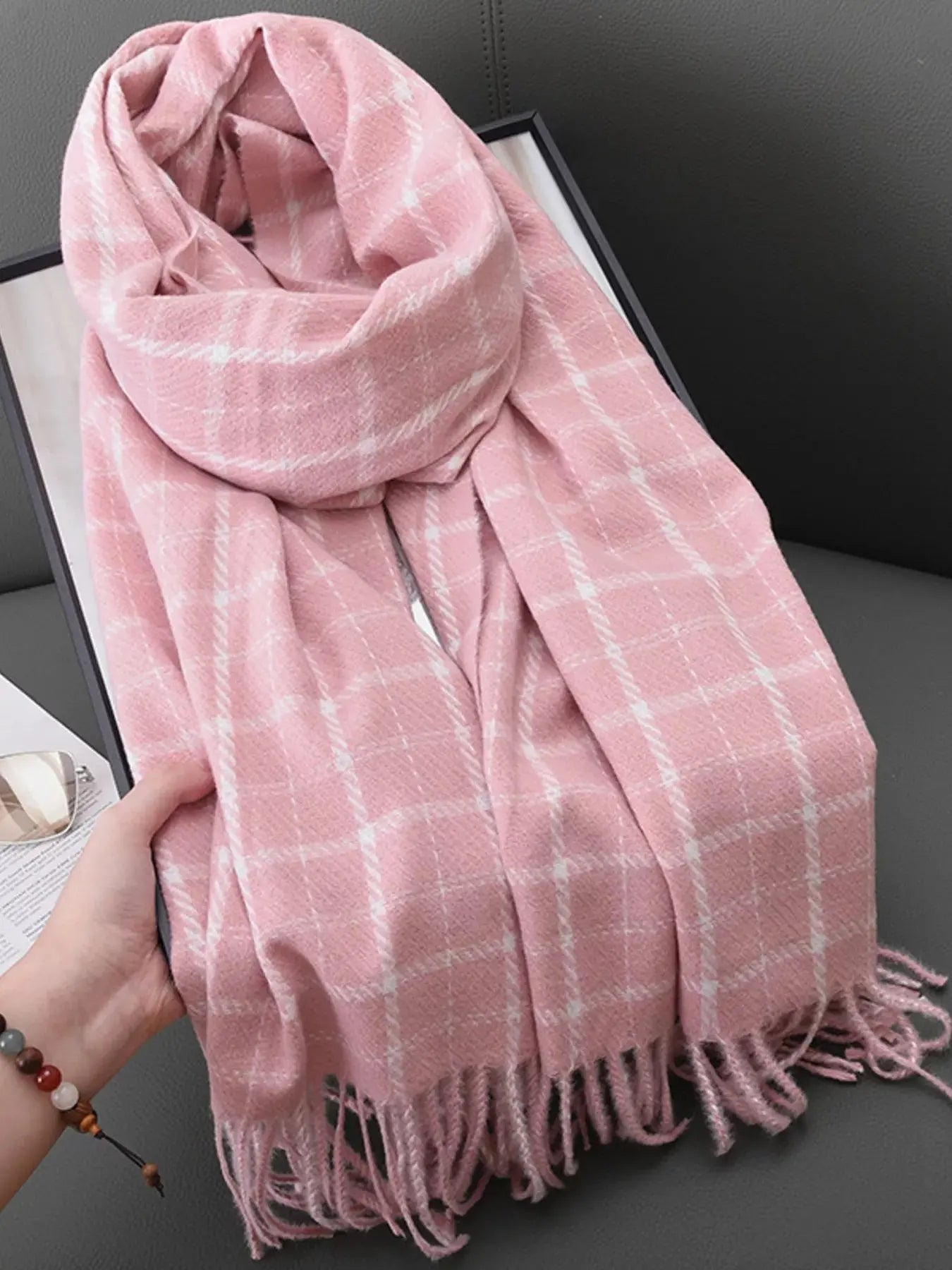 Classic Plaid Fringe Scarf Simply Love