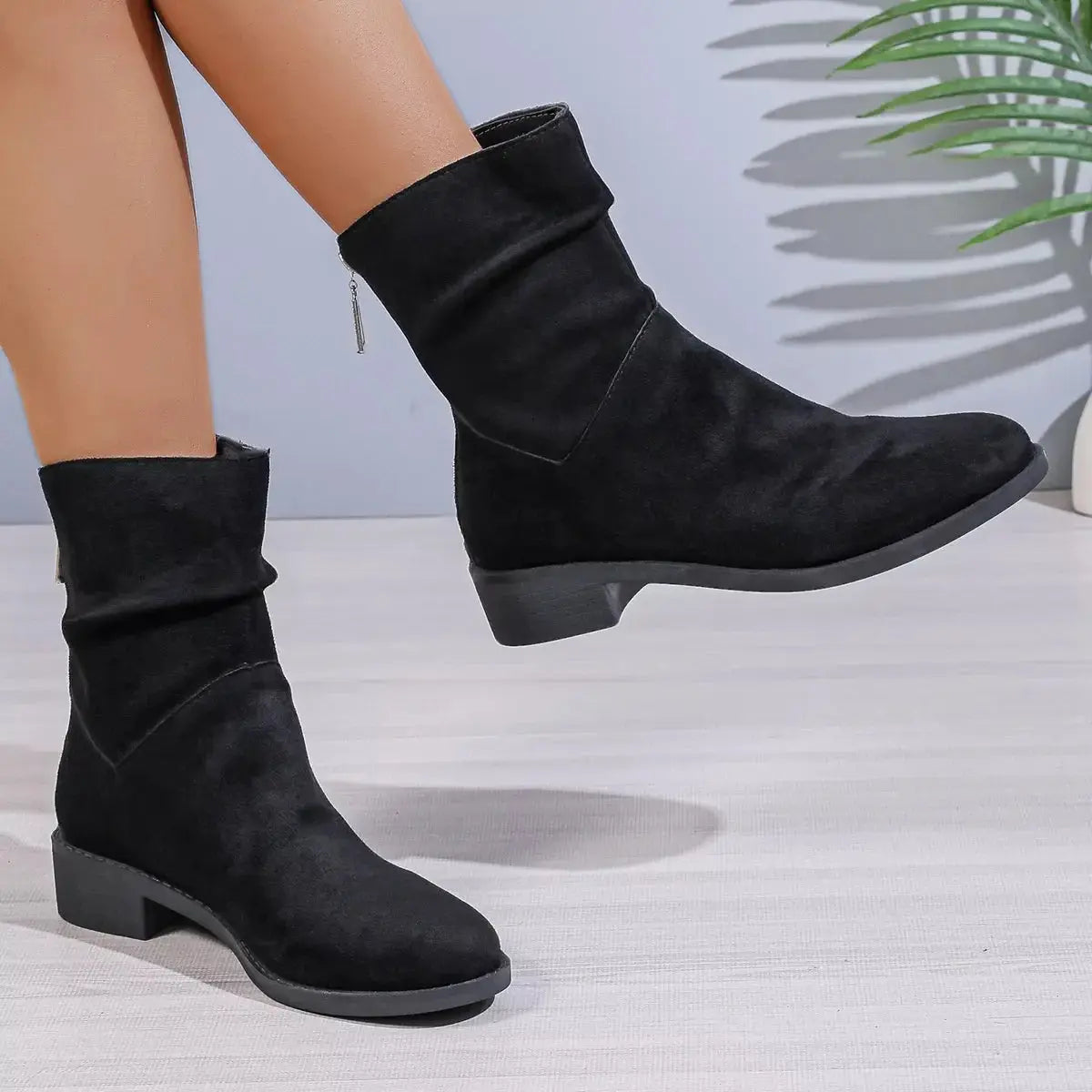Point Toe Block Heels Boots Simply Love