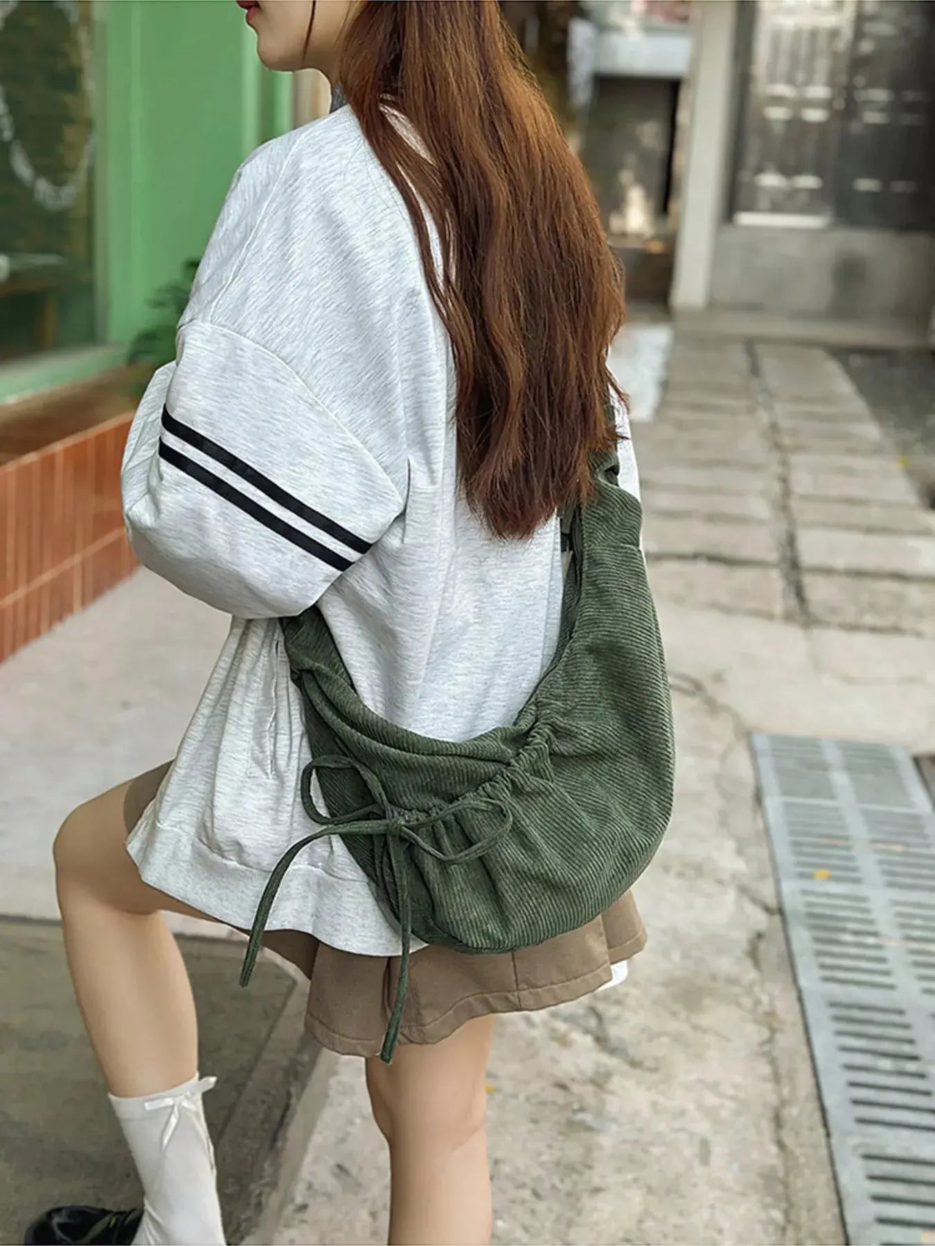 Corduroy Drawstring Crossbody Bag Simply Love