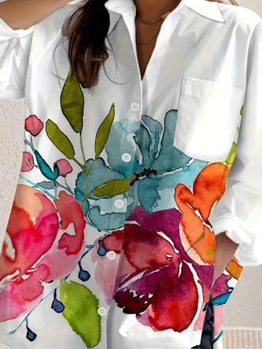 Printed Button Up Long Sleeve Shirt