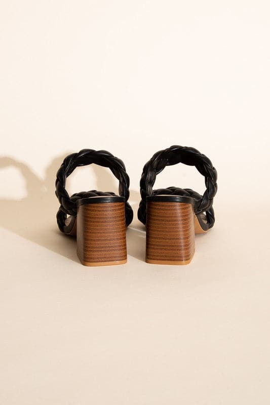 BUGGY-S Braided Stras Mule Heels.