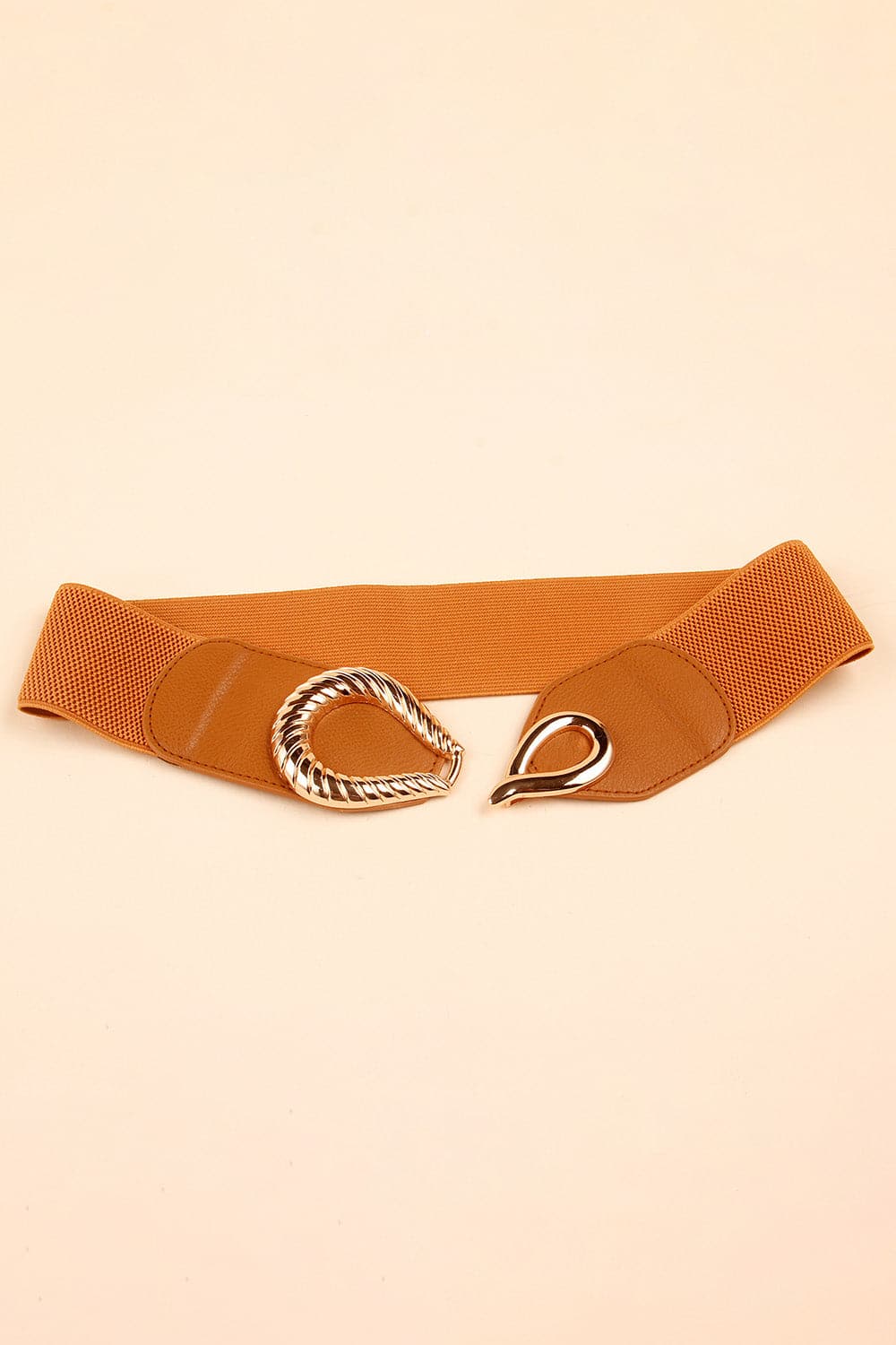 Ribbed Alloy Buckle Elastic Belt.