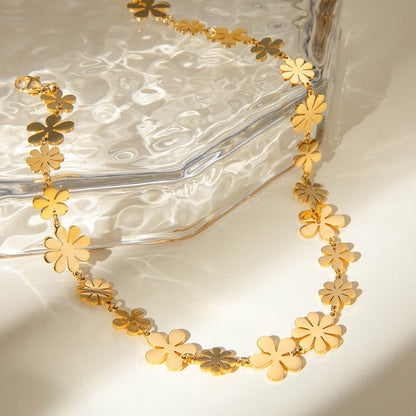 18K Gold-Plated Flower Necklace.