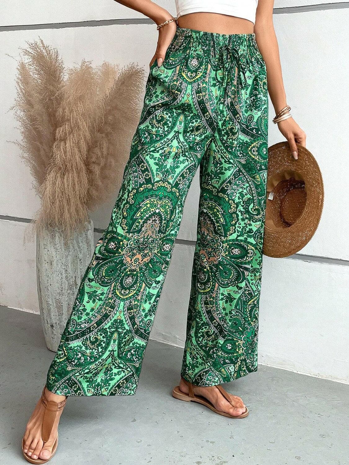 Printed Wide Leg Pants.