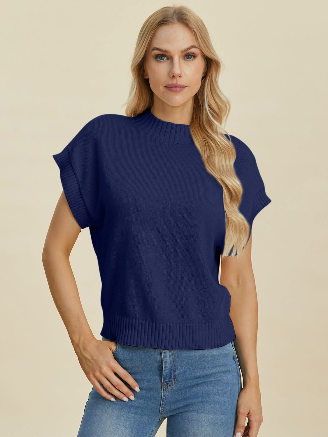 Double take mock neck sweater