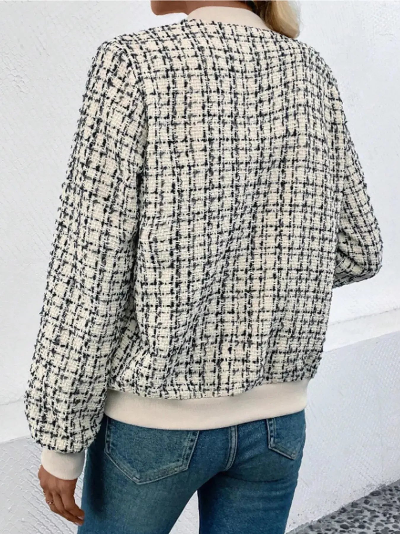 Tweed Zip Up Bomber Jacket Simply Love