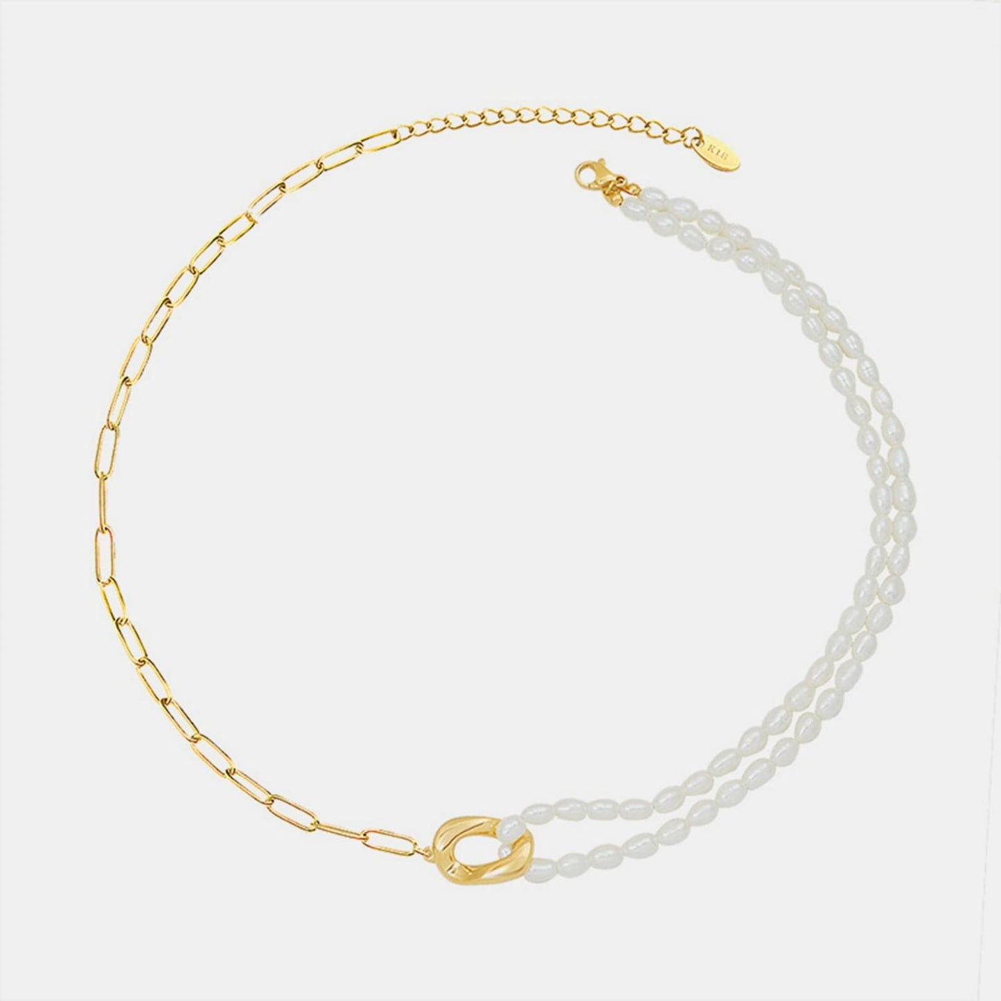 18K Gold-Plated Titanium Steel Pearl Necklace.