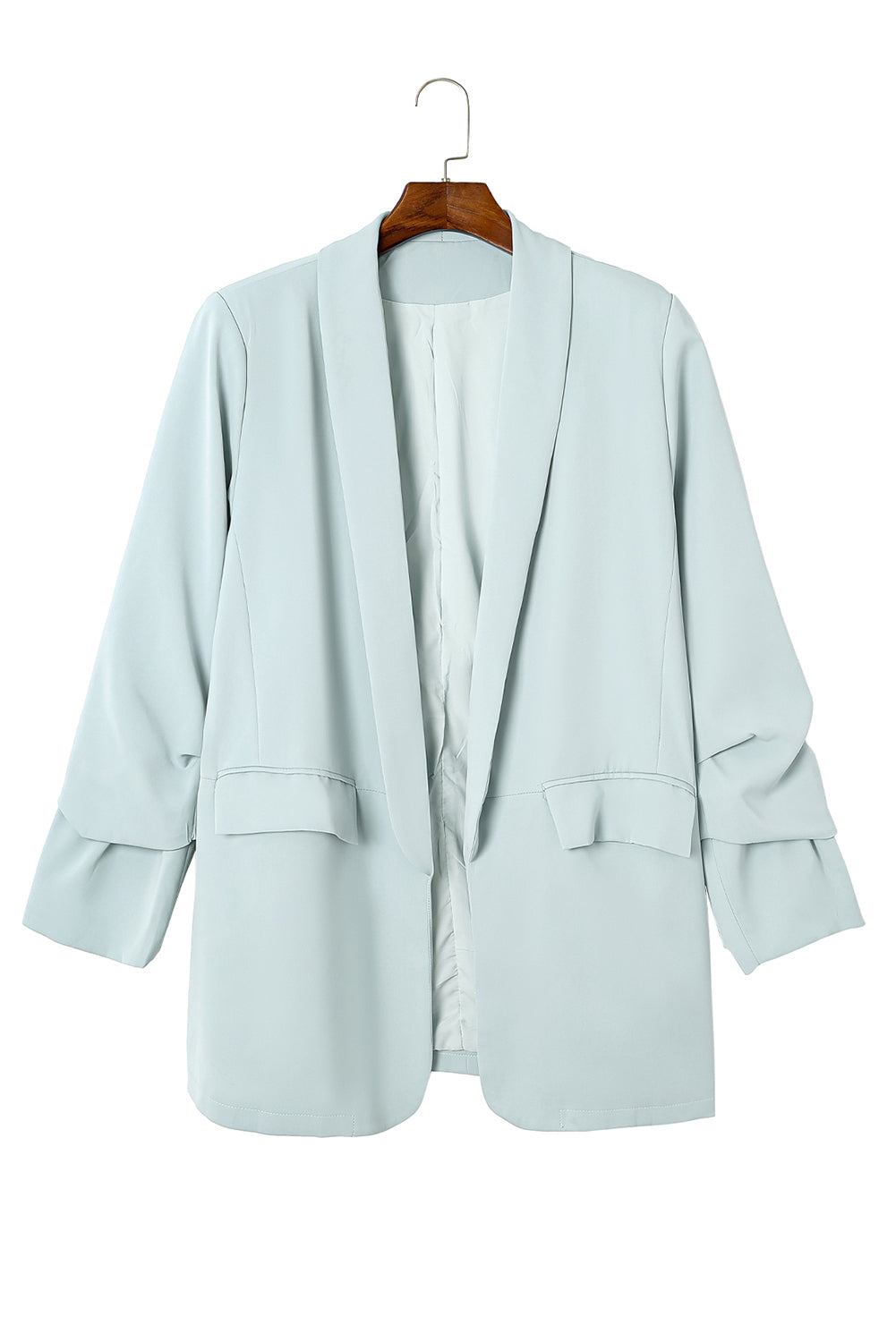 Sky blue plus size lapel blazer