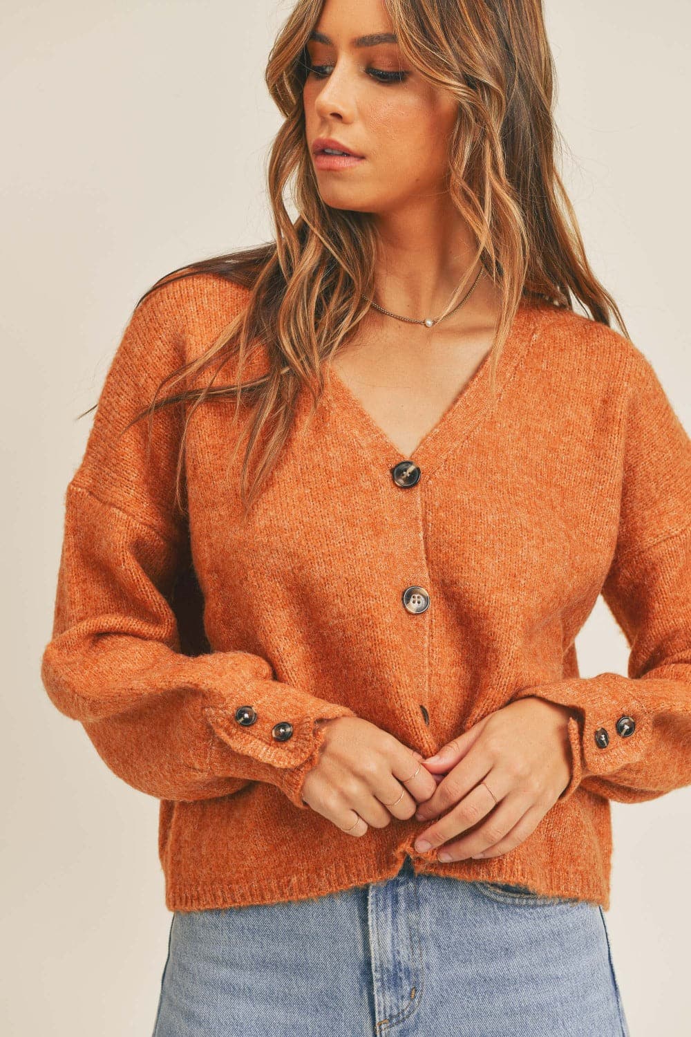 Cozy button-up long sleeve cardigan for effortless style