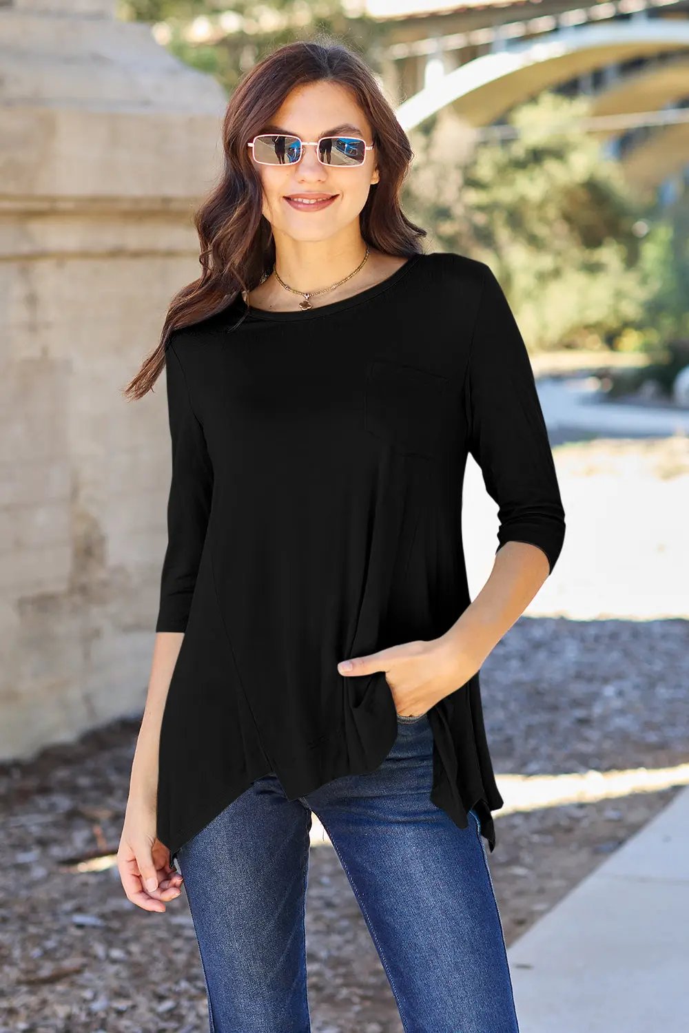 Basic Bae Full Size Round Neck Pocketed T-Shirt - Love Salve